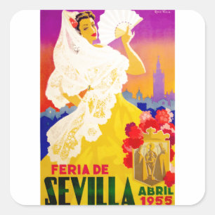 Spain 1955 Seville April Fair Poster Square Sticker