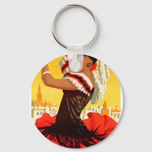 Spain 1959 Seville April Fair Poster Key Ring (Front)