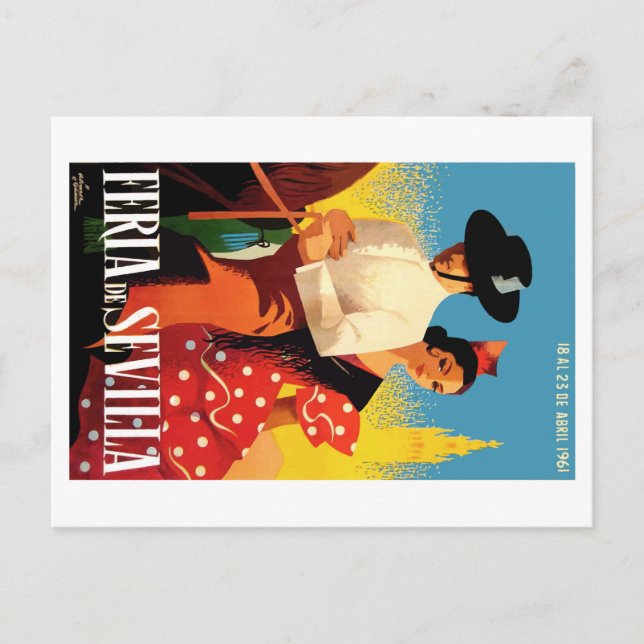 Spain 1961 Seville April Fair Poster Postcard (Front)