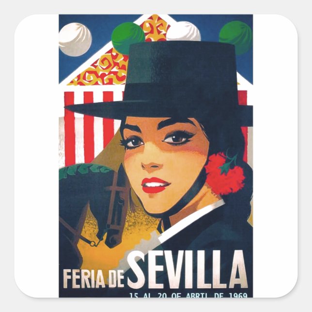 Spain 1969 Seville April Fair Poster Square Sticker (Front)