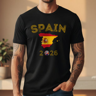 Spain 2026 Soccer Fan Vintage Flag Map T-Shirt