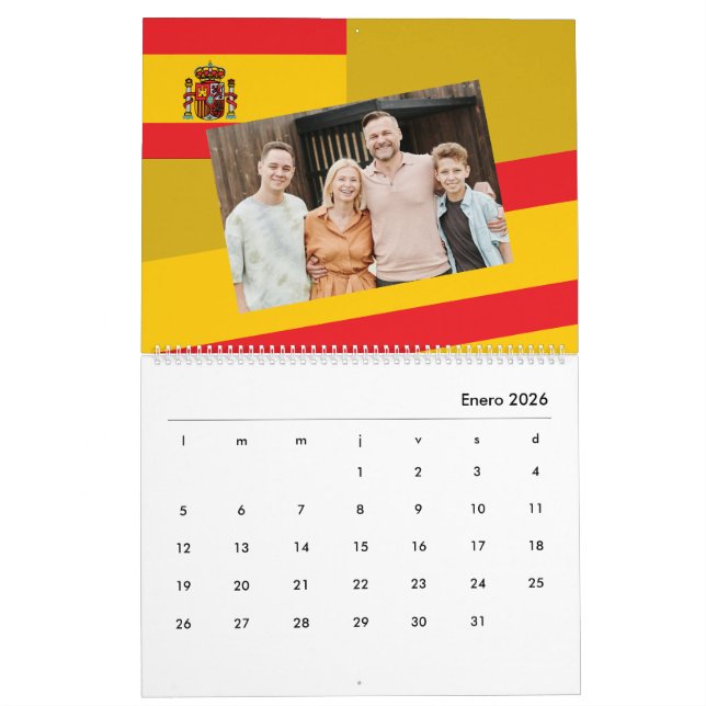 Spain | Add Your Photo Spanish Flag 2026 Calendar (Jan 2026)
