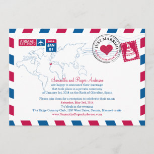 Spain Air Mail Post Wedding Reception Invitation