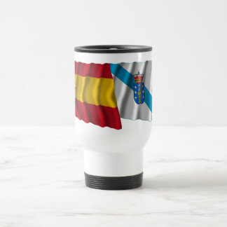Spain and Galicia waving flags Travel Mug