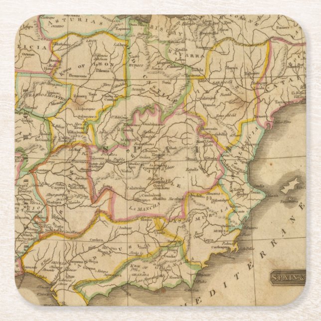 Spain and Portugal 4 Square Paper Coaster (Front)