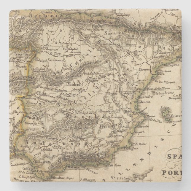 Spain and Portugal 8 Stone Coaster (Front)