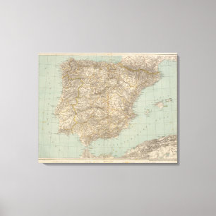 Spain And Portugal Atlas Map Canvas Print
