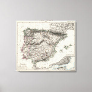 Spain and Portugal Map by Stieler Canvas Print