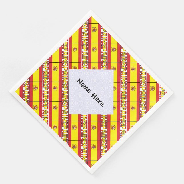 Spain and Spanish Flag Tiled Personalized  Paper D Napkin (Corner)