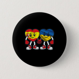 Spain And Ukraine Hearts Friendship 6 Cm Round Badge