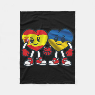 Spain And Ukraine Hearts Friendship Fleece Blanket