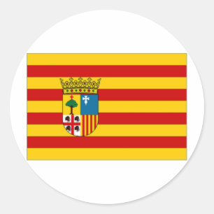 Spain Aragon Flag Classic Round Sticker