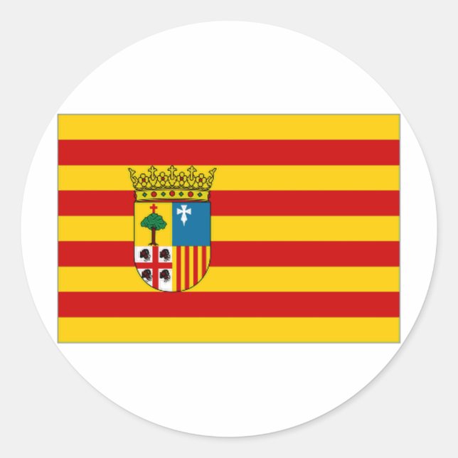 Spain Aragon Flag Classic Round Sticker (Front)
