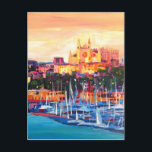Spain Balearic Island Palma De Mallorca Postcard<br><div class="desc">This is a painting of Spain Balearic Island Palma de Majorca with Harbour and Cathedral.</div>