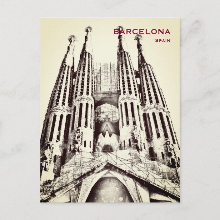 Spain Barcelona Vintage Travel Tourism Add Postcard | Zazzle.co.uk