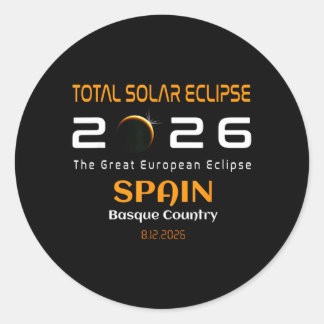 Spain Basque Country Total Solar Eclipse August Classic Round Sticker