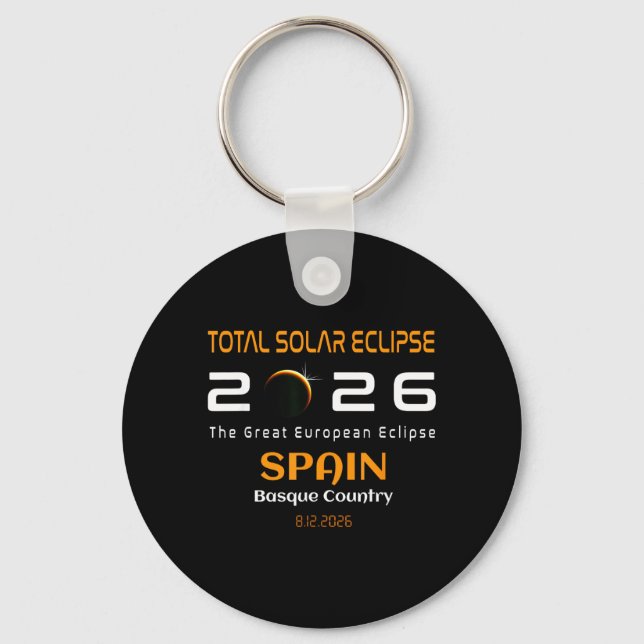 Spain Basque Country Total Solar Eclipse August Key Ring (Front)