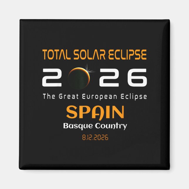 Spain Basque Country Total Solar Eclipse August Magnet (Front)