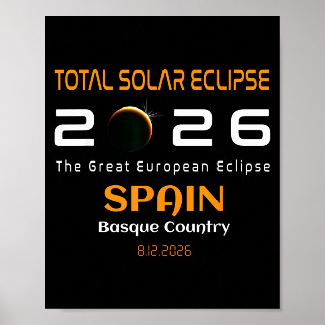 Spain Basque Country Total Solar Eclipse August Poster (Front)