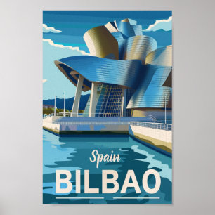 Spain Bilbao Vintage Famous Travel Place Poster