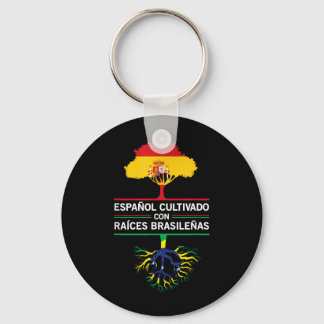 Spain Brazil Flags Heritage Gift Expat Fans Key Ring