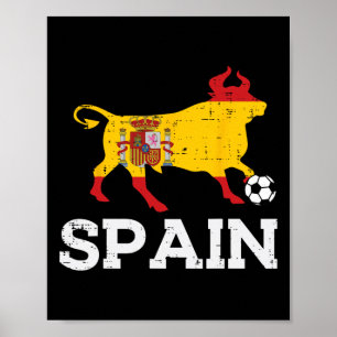 Spain Bull Spanish Soccer Byll Men Women Kids Boys Poster