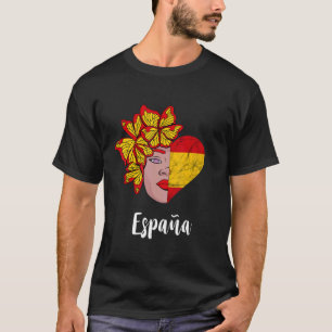 Spain Butterfly Woman Heart Spain Flag Espana Span T-Shirt