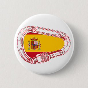 Spain Carabiner Flag 6 Cm Round Badge