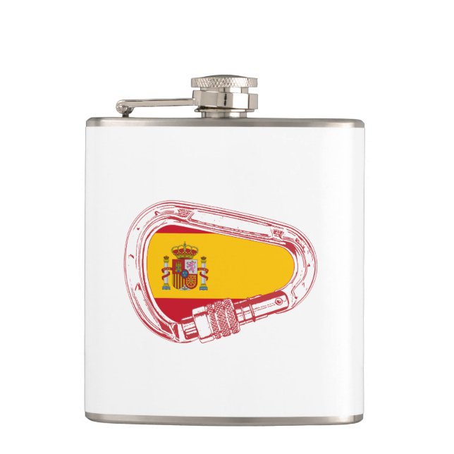 Spain Carabiner Flag Hip Flask (Front)