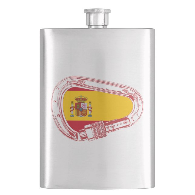 Spain Carabiner Flag Hip Flask (Front)
