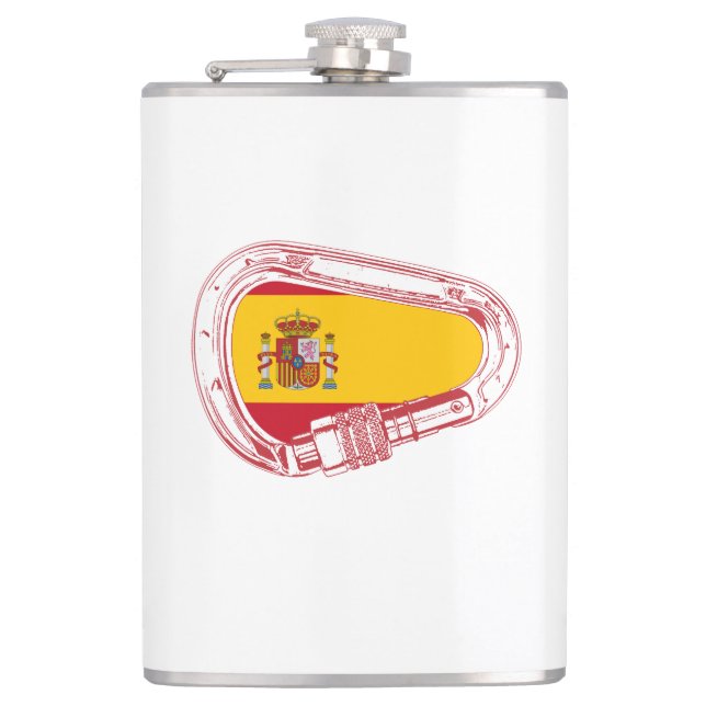 Spain Carabiner Flag Hip Flask (Front)