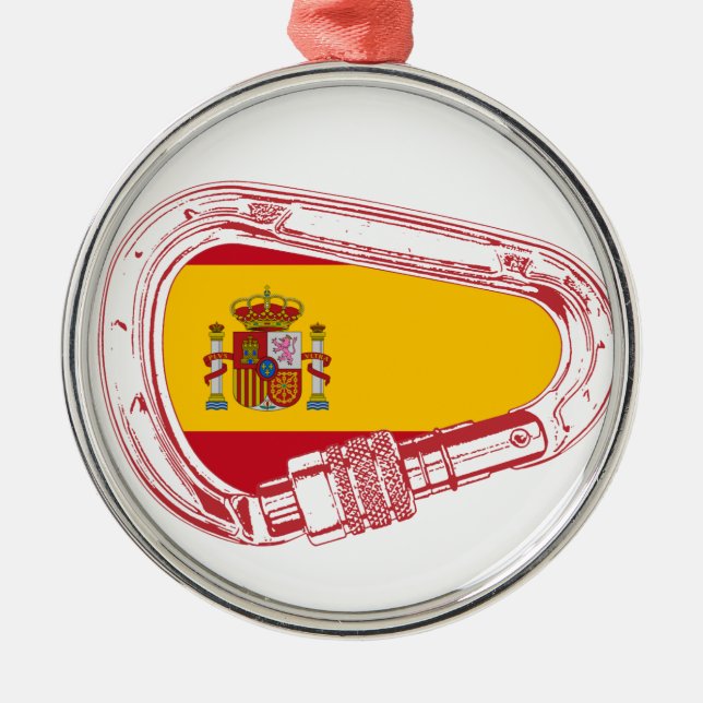 Spain Carabiner Flag Metal Tree Decoration (Front)