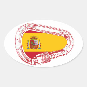 Spain Carabiner Flag Oval Sticker