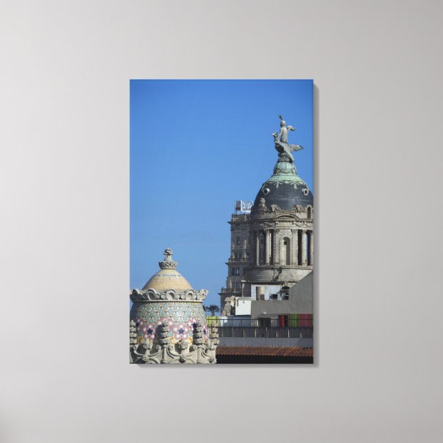 Spain, Catalonia, Barcelona. Barcelona roof top 2 Canvas Print (Front)