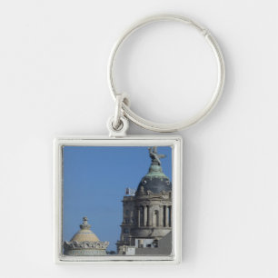 Spain, Catalonia, Barcelona. Barcelona roof top 2 Key Ring