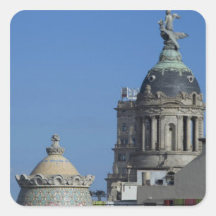 Spain, Catalonia, Barcelona. Barcelona roof top 2 Square Sticker
