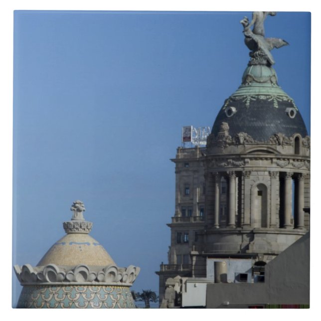 Spain, Catalonia, Barcelona. Barcelona roof top 2 Tile (Front)