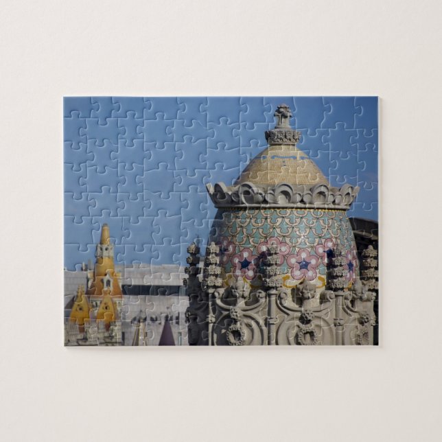 Spain, Catalonia, Barcelona. Barcelona roof top Jigsaw Puzzle (Horizontal)