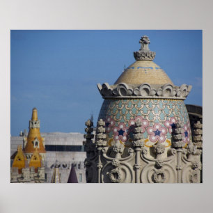 Spain, Catalonia, Barcelona. Barcelona roof top Poster
