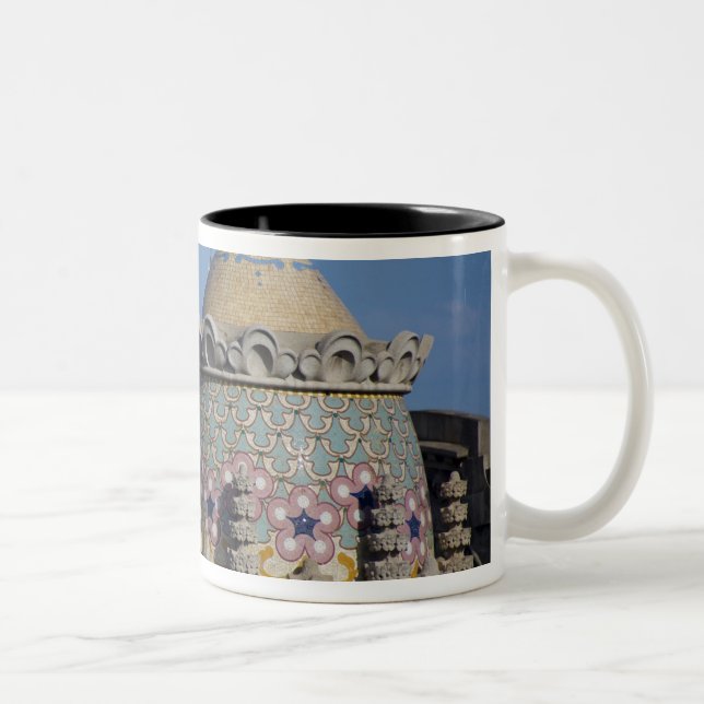 Spain, Catalonia, Barcelona. Barcelona roof top Two-Tone Coffee Mug (Right)