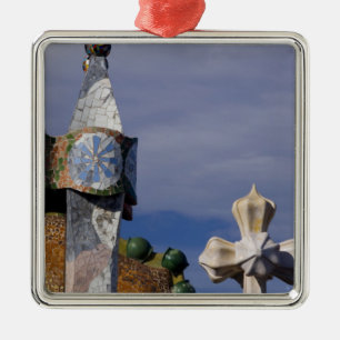 Spain, Catalonia, Barcelona. Casa Batllo (1906). 3 Metal Tree Decoration