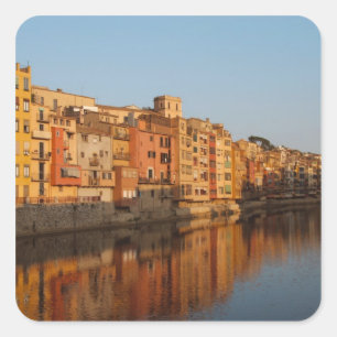 Spain. Catalonia. Gerona. Houses on the Onyar Square Sticker