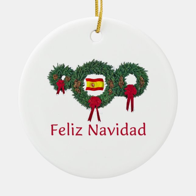 Spain Christmas 2 Ceramic Tree Decoration (Front)