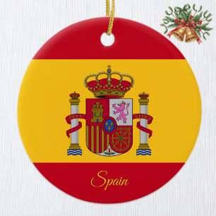 Spain Christmas Ornament, Spanish Flag Ceramic Tree Decoration