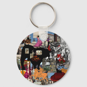 Spain collage Spanish culture gifts Key Ring