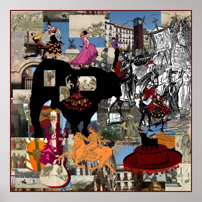 Spain collage Spanish culture gifts Poster (Front)