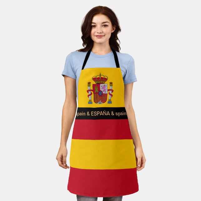 Spain Cooking, España, Spanish Flag Chefs kitchen Apron (Worn)