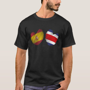 Spain Costa Rica Heart Spanish Flag Costa Rican Fl T-Shirt
