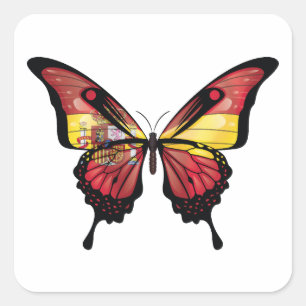 Spain Espana Swallowtail Butterfly Flag Sticker