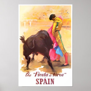 Spain Fiesta de Toros vintage travel Poster